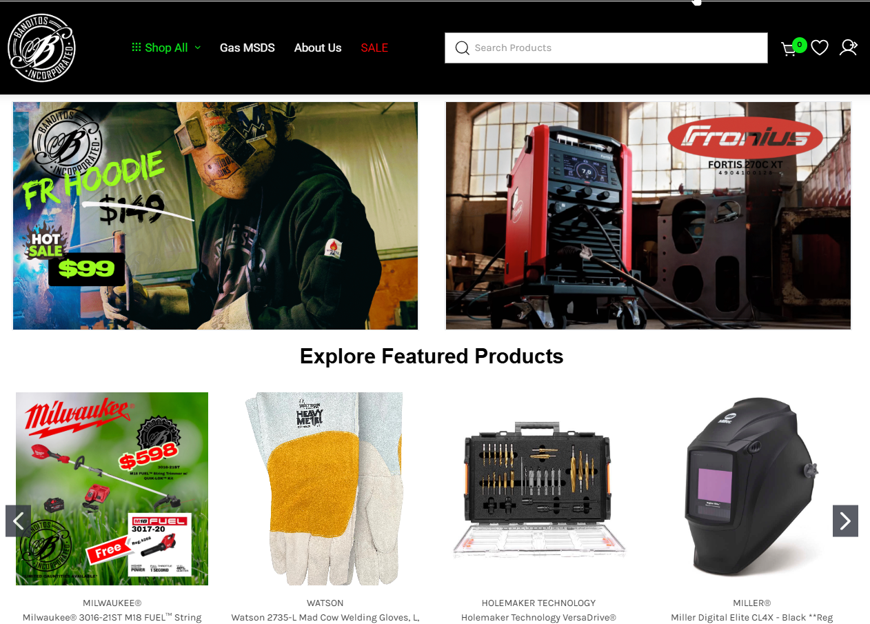 Banditos inc website UI